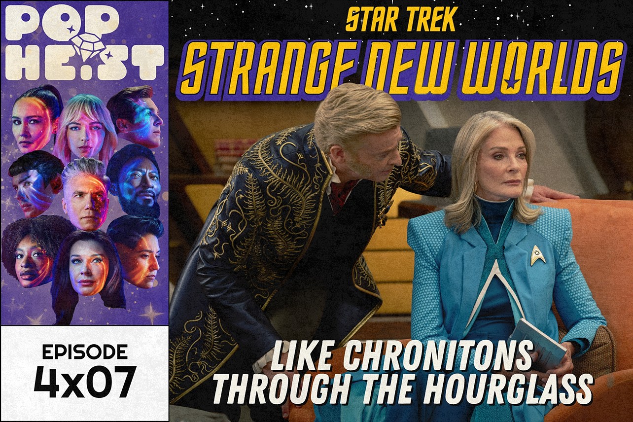 The Q alien guy who looks like Banshee whispering in the ear of the soap opera actor in a Starfleet uniform