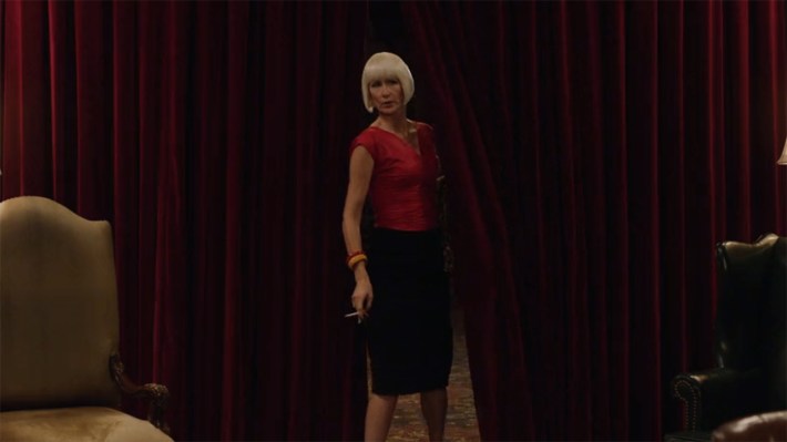 Diane through the curtain