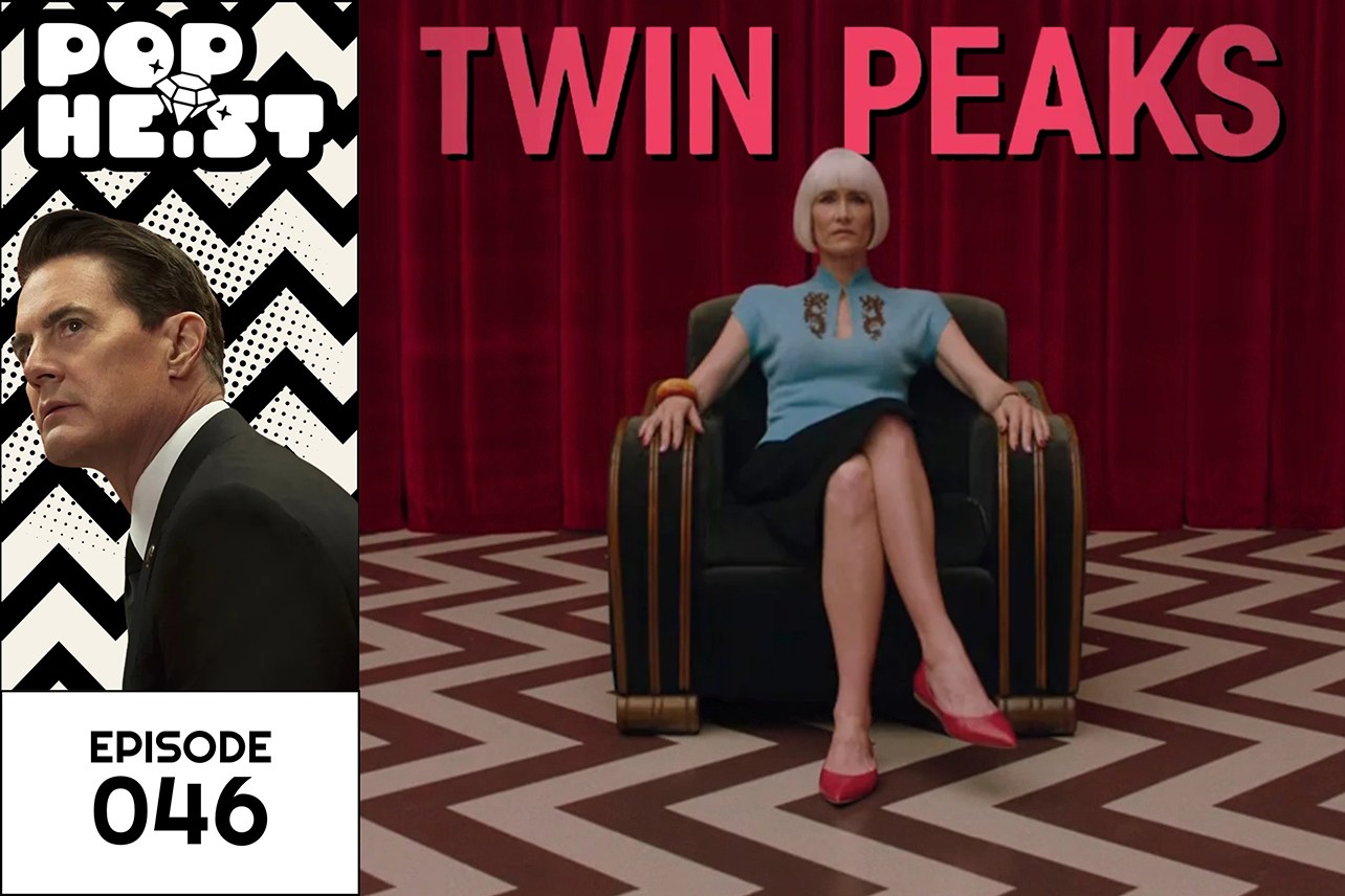 Diane in black lodge, in chair